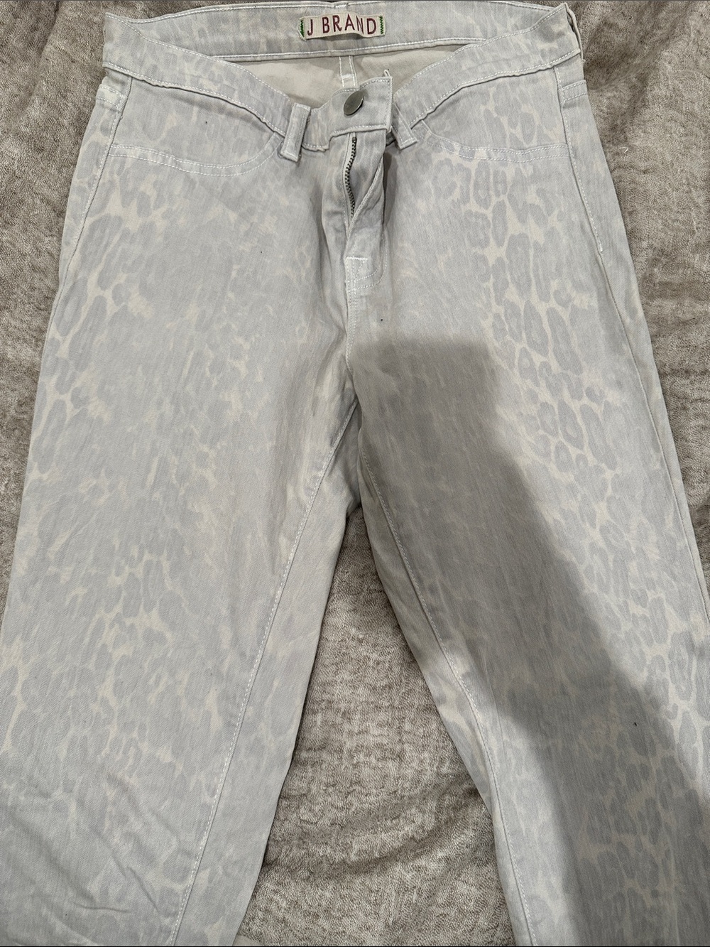 J Brand Pale Gray Leopard Print Jeans